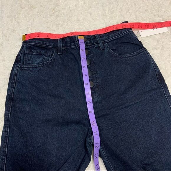 🆕 J Brand Ecoput Dark Blue Heather Button Fly High Waist Crop Jeans - Picture 3 of 4